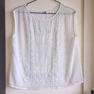 Pinky size L embroidered georgette shell unlined